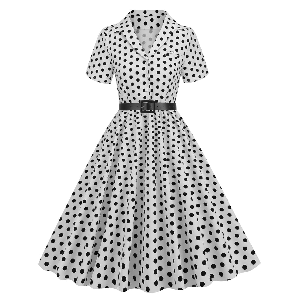 Women's Polka Dot Collared Button-Front Dress