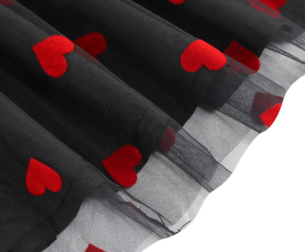 Women's Heart Print Tulle Dress