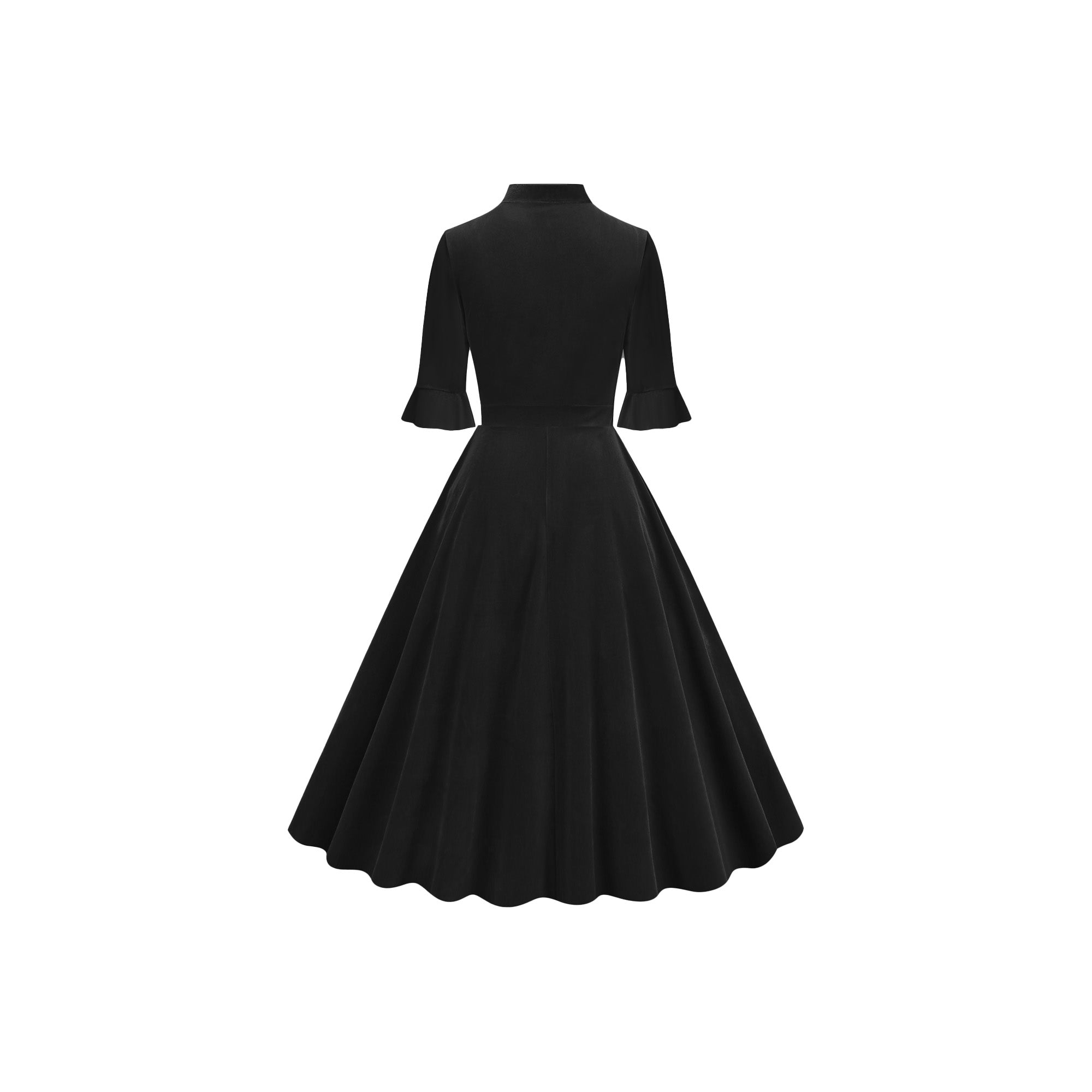 Women's Elegant Tie Neck A-Line Midi Dress