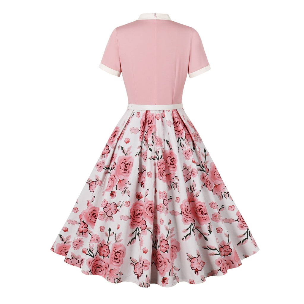 Women's Retro Bow Neck A-Line Midi Dress