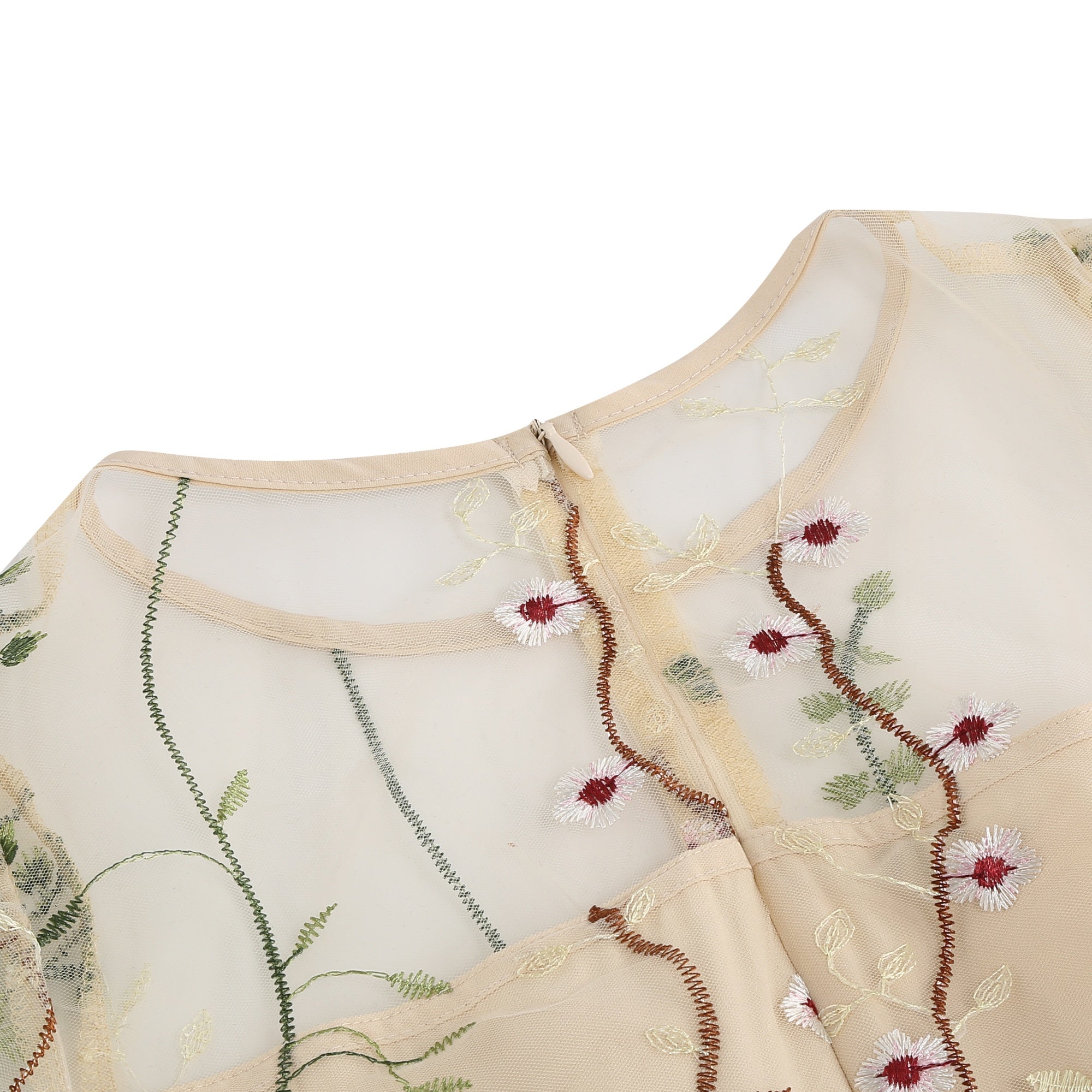 Women's Floral Embroidered Mesh Dress