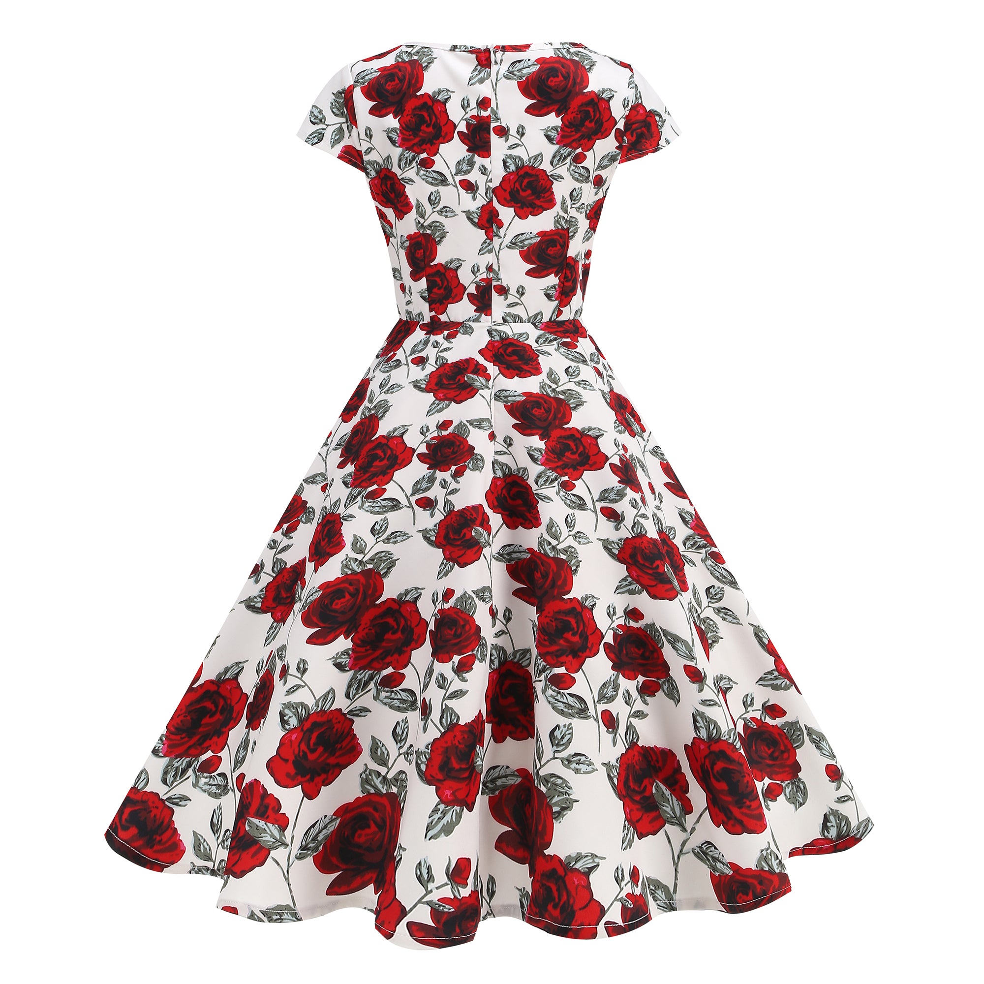 Women's Floral Square Neck Fit & Flare Midi Dress