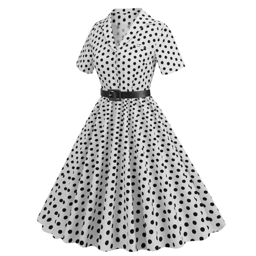 Women's Polka Dot Collared Button-Front Dress