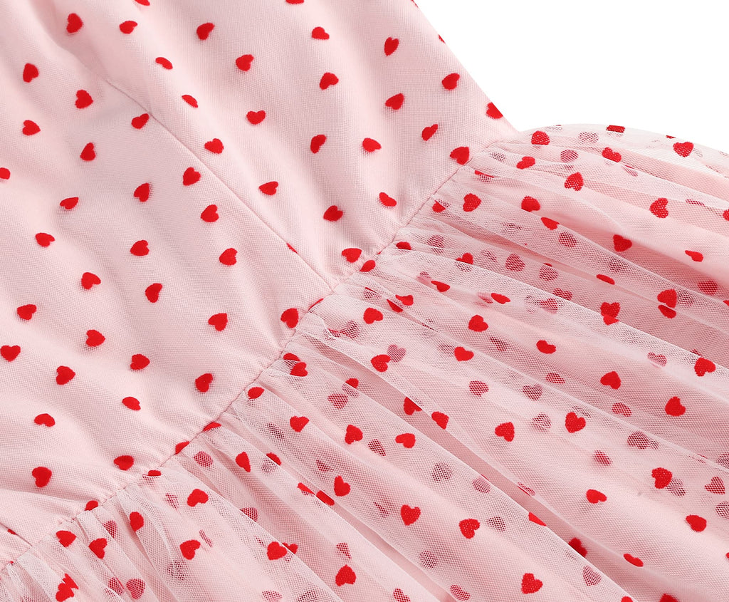 Women's Heart Print Tulle Dress