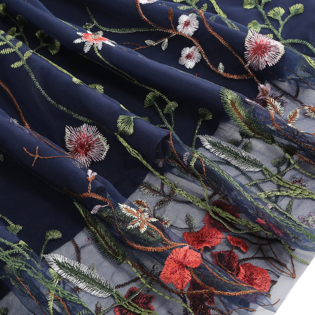 Women's Floral Embroidered Mesh Dress