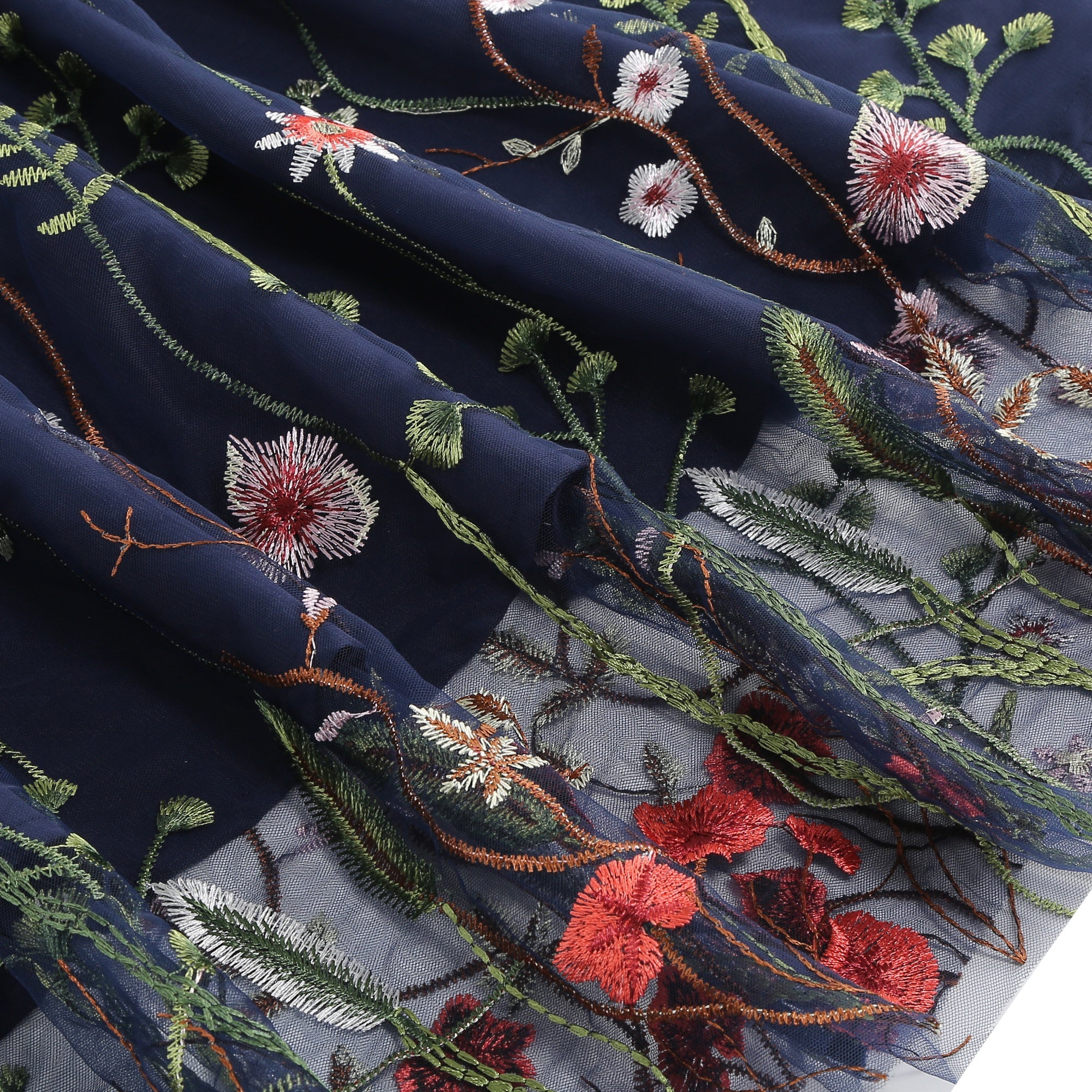 Women's Floral Embroidered Mesh Dress