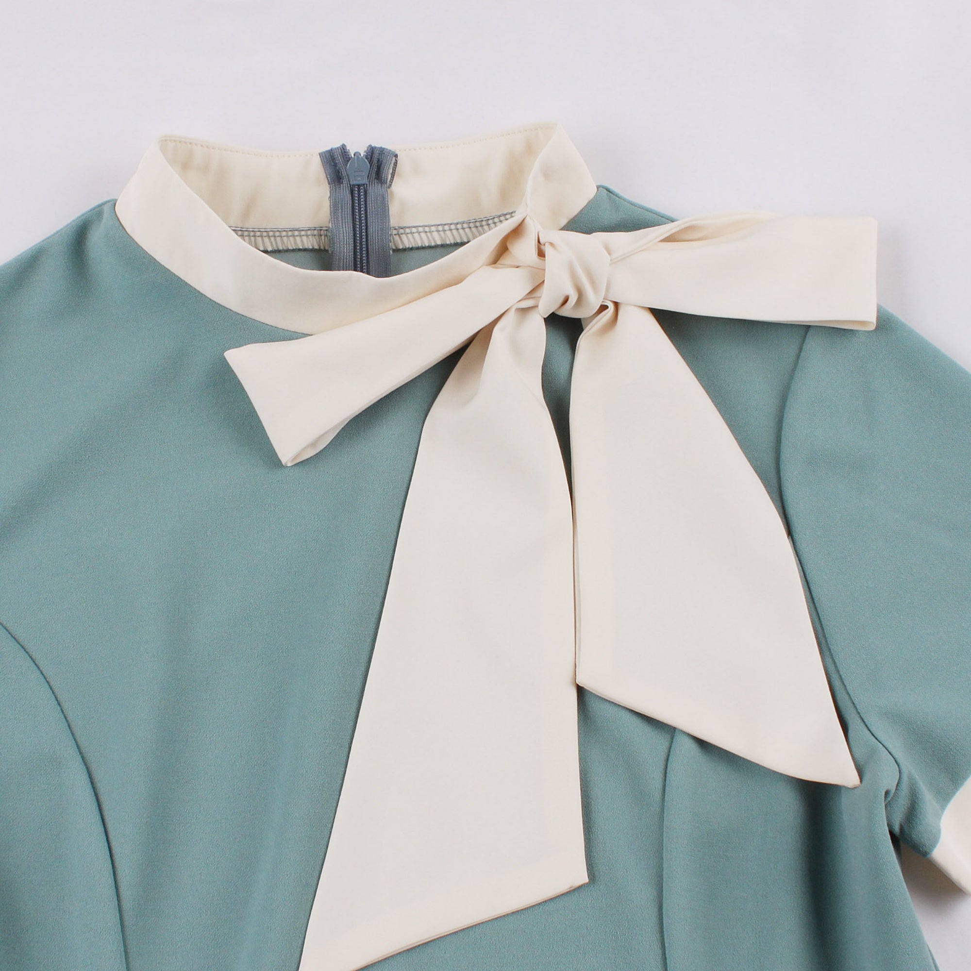 Women's Retro Bow Neck A-Line Midi Dress