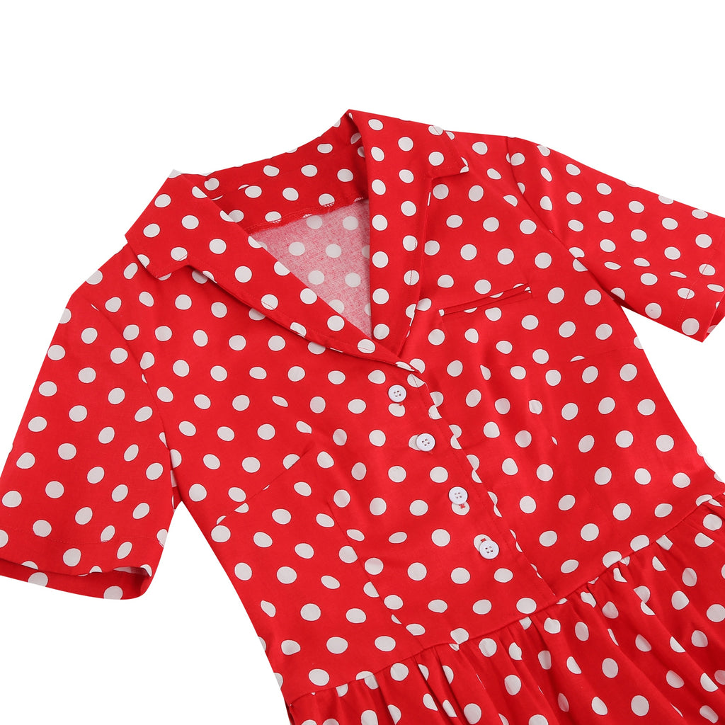 Women's Polka Dot Collared Button-Front Dress
