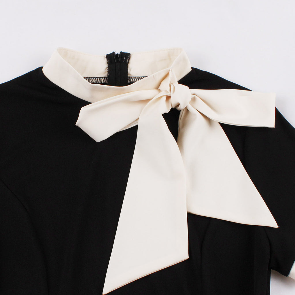 Women's Retro Bow Neck A-Line Midi Dress