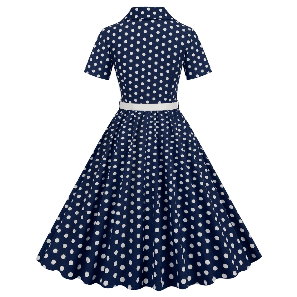 Women's Polka Dot Collared Button-Front Dress