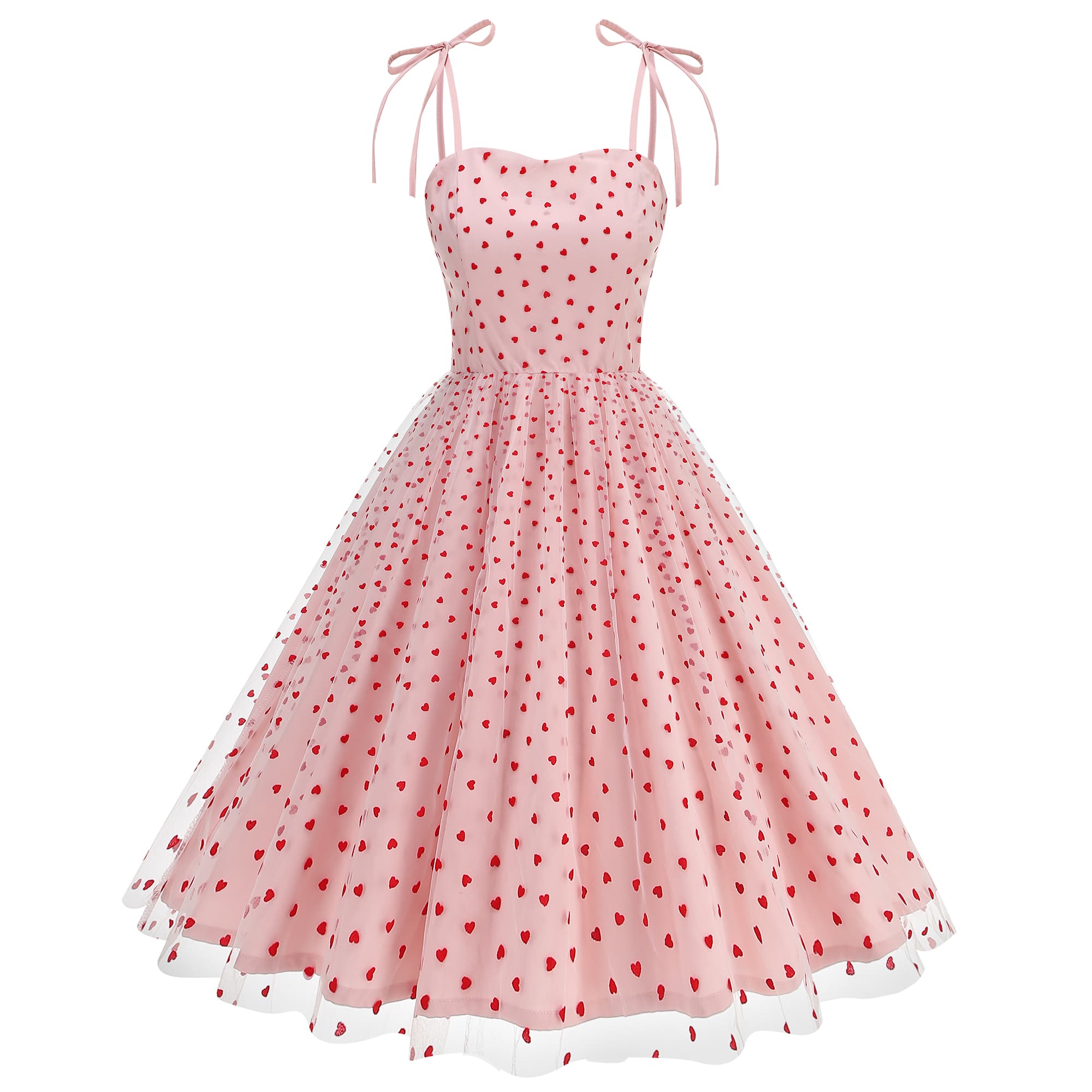 Women's Heart Print Tulle Dress