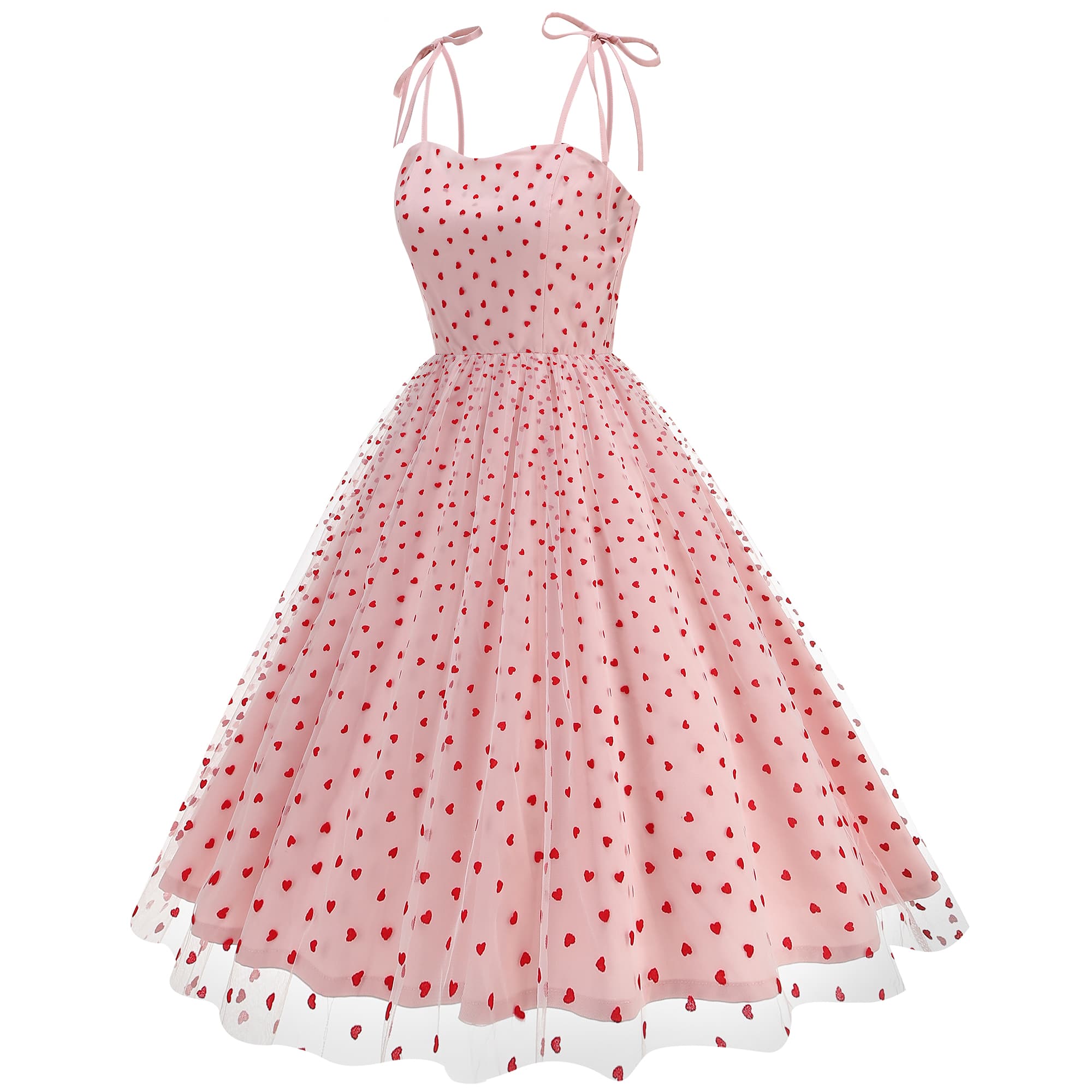 Women's Heart Print Tulle Dress
